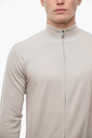 PIMA COTTON Mock Neck Honeycomb Cotton Knit Sweatshirt