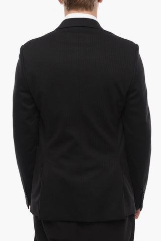 Herringbone Fabric EMBLEM Blazer with Peak Lapel