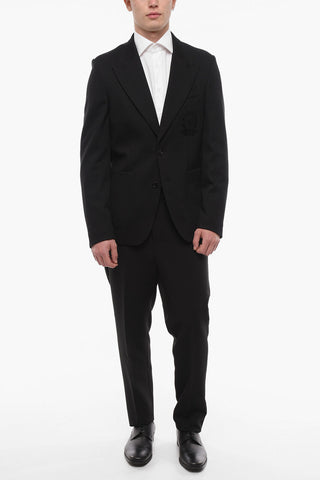 Herringbone Fabric EMBLEM Blazer with Peak Lapel