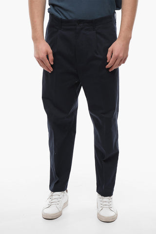 Stretch Cotton Cargo Pants with Printed Logo