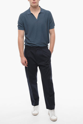 Stretch Cotton Cargo Pants with Printed Logo