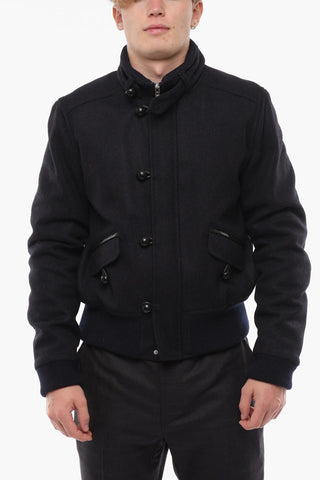 Quilted Lining PETERSON Wool Bomber with Frogs