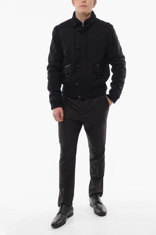 Quilted Lining PETERSON Wool Bomber with Frogs