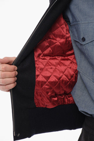 Quilted Lining PETERSON Wool Bomber with Frogs
