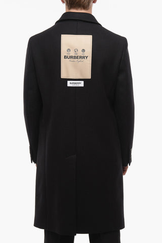 Cappotto Slim Fit in Misto Cammello con Patch in Satin