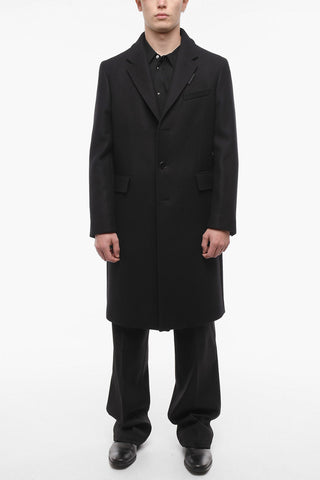 Cappotto Slim Fit in Misto Cammello con Patch in Satin