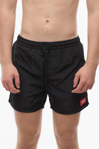 Solid Color BMBX-CAYBAY Swim Shorts with Logo-Patch
