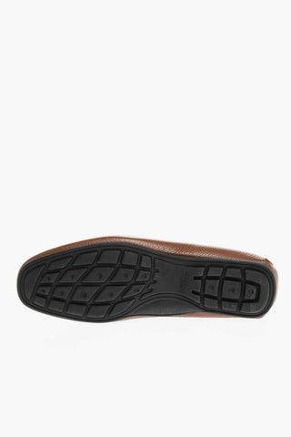 Textured Leather Loafers with Woven Detail