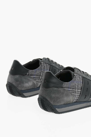 Sneakers in Lana District Check con Inserti in Suede