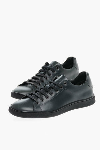 ID Lace-up Leather Sneakers with Rubber Sole