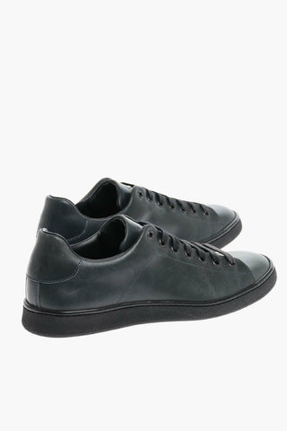 ID Lace-up Leather Sneakers with Rubber Sole