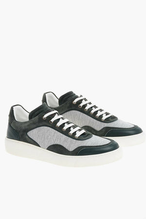 Two Tone Suede and Jersey Sneakers