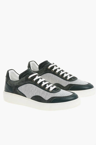 Two Tone Suede and Jersey Sneakers