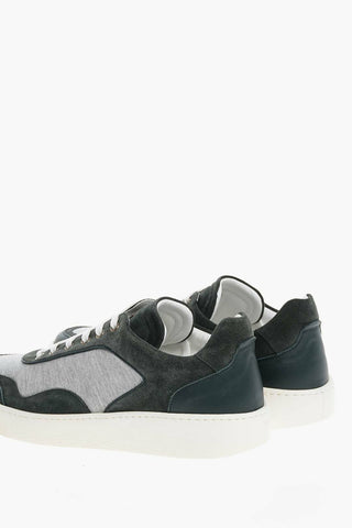 Two Tone Suede and Jersey Sneakers