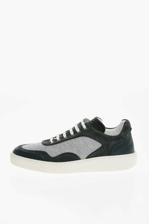 Two Tone Suede and Jersey Sneakers