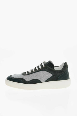 Two Tone Suede and Jersey Sneakers