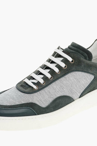 Two Tone Suede and Jersey Sneakers