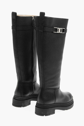 Textured Leather RYDER Boots with Logoed Strap