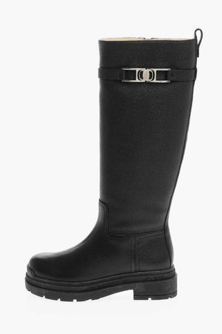 Textured Leather RYDER Boots with Logoed Strap