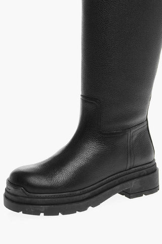 Textured Leather RYDER Boots with Logoed Strap