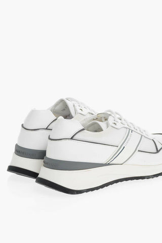 Sneakers Basse in Nappa con Dettagli in Nylon