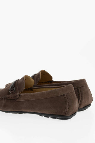 Woven Detail Suede Loafers