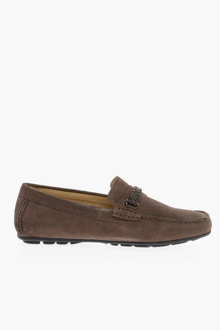 Woven Detail Suede Loafers