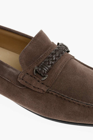 Woven Detail Suede Loafers