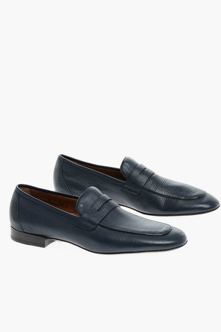 Textured Deer Leather Penny Loafers