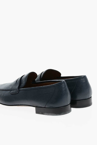 Textured Deer Leather Penny Loafers