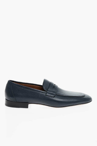 Textured Deer Leather Penny Loafers