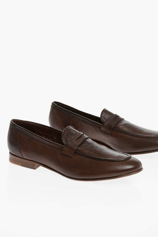 Buffalo Leather Penny Loafers with Rubber Sole
