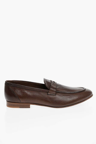 Buffalo Leather Penny Loafers with Rubber Sole