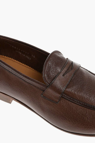 Buffalo Leather Penny Loafers with Rubber Sole