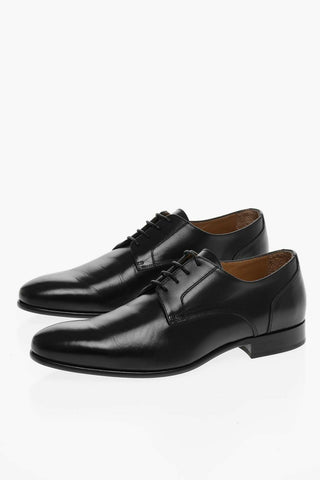 Scarpe Derby in Pelle con Suola in Cuoio