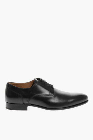 Scarpe Derby in Pelle con Suola in Cuoio