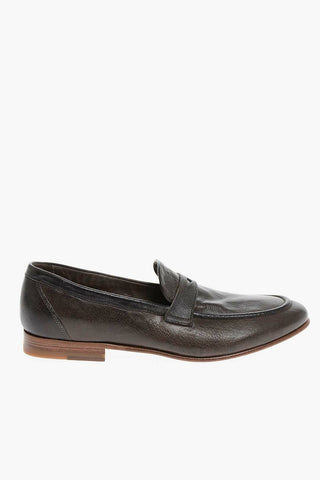 Buffalo Leather Penny Loafers with Rubber Sole