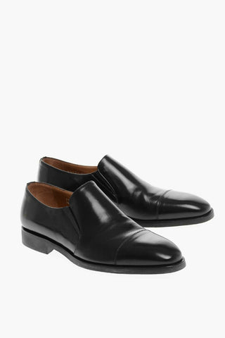 Leather Slip On Derby Shoes with Rubber Sole