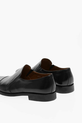 Leather Slip On Derby Shoes with Rubber Sole