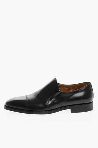 Leather Slip On Derby Shoes with Rubber Sole
