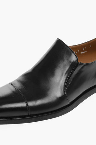 Leather Slip On Derby Shoes with Rubber Sole