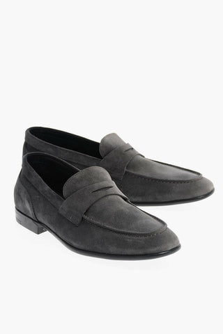 CC COLLECTION Suede Penny Loafers with Rubber Sole