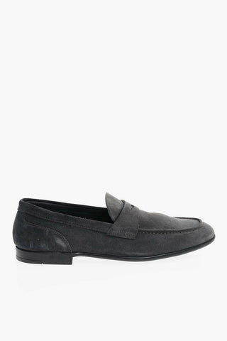 CC COLLECTION Suede Penny Loafers with Rubber Sole