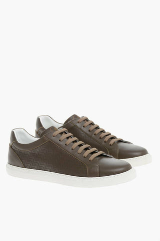 Sneakers in Pelle SPIGA con Motivo Herringbone