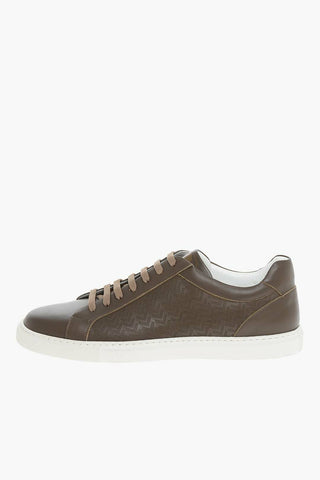 Sneakers in Pelle SPIGA con Motivo Herringbone