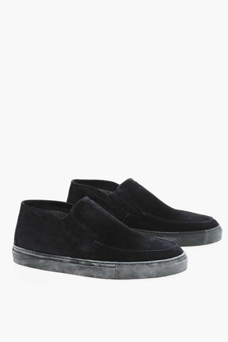 Rubber Sole Suede Slip On Sneakers