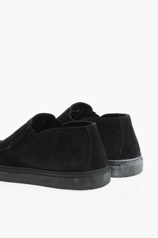 Rubber Sole Suede Slip On Sneakers