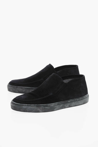 Rubber Sole Suede Slip On Sneakers