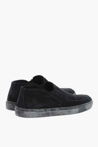 Rubber Sole Suede Slip On Sneakers
