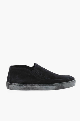 Rubber Sole Suede Slip On Sneakers